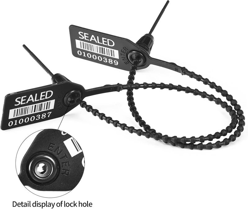 LeadSeals 500 Black Plastic Barcode Seals, Numberd Plastic Tamper Seals Security Tags, Pull-Tite Safety Zip Ties, Tamper Proof Tags Plasic Locks for Fire Extinguishers - Image 4